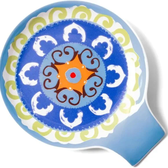 Hand-Painted Porcelain Spoon Rest | 4.5” | Floral Blue Design | New - Picture 2 of 8